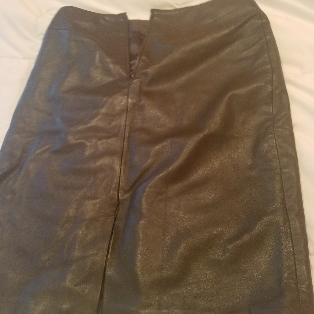 Brown Leather skirt Saks Fifth Ave- Made in India